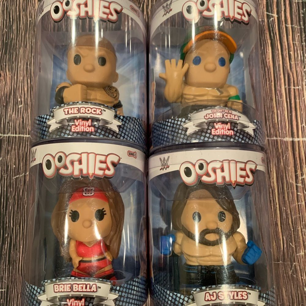 Lot of 4 WWE Ooshies Vinyl Edition Series 1 Rare Toy Raw SmackDown